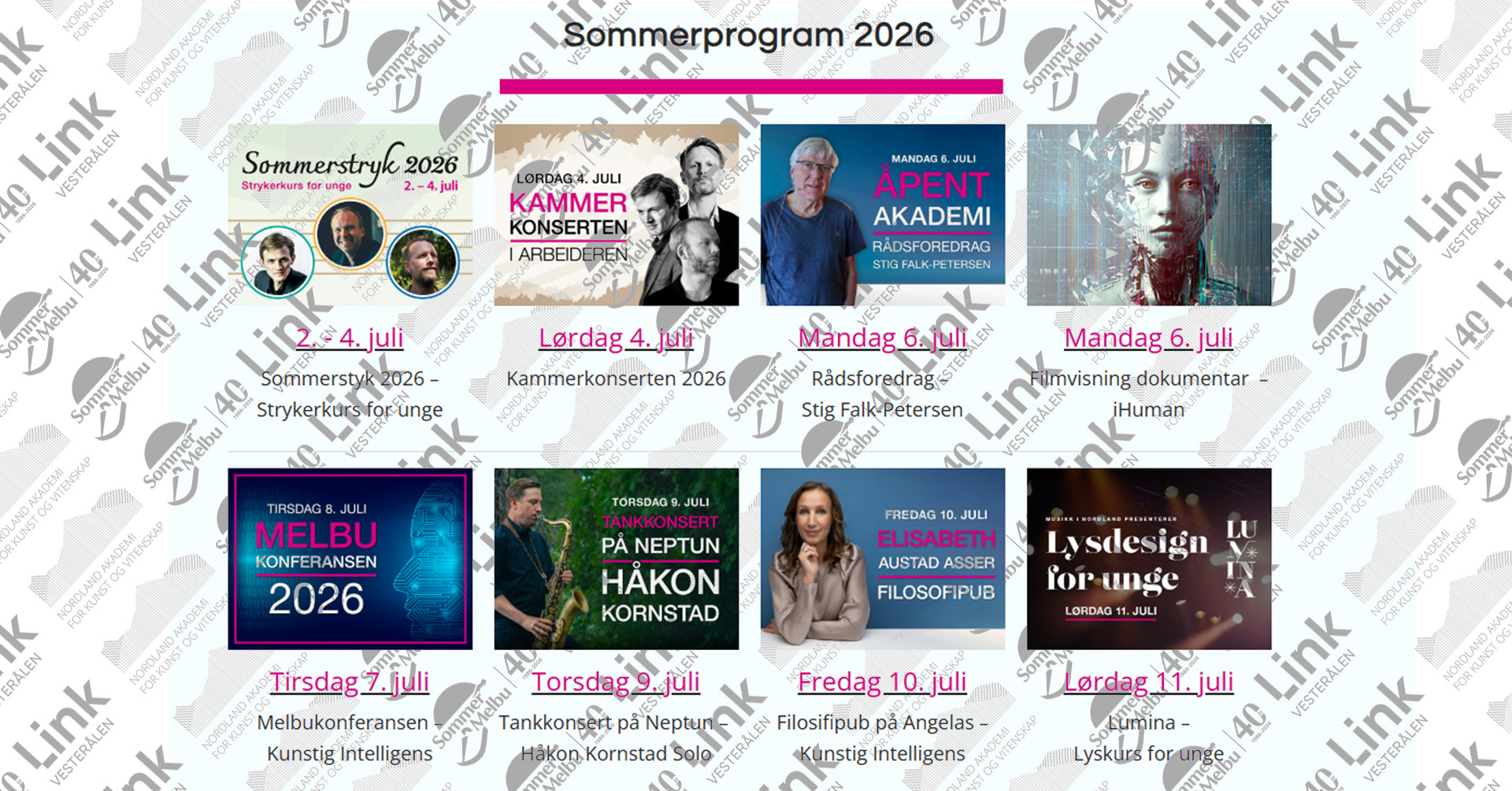 Link-medlemmer får 2 for 1 på flere av arrangementene under årets Sommer-Melbu